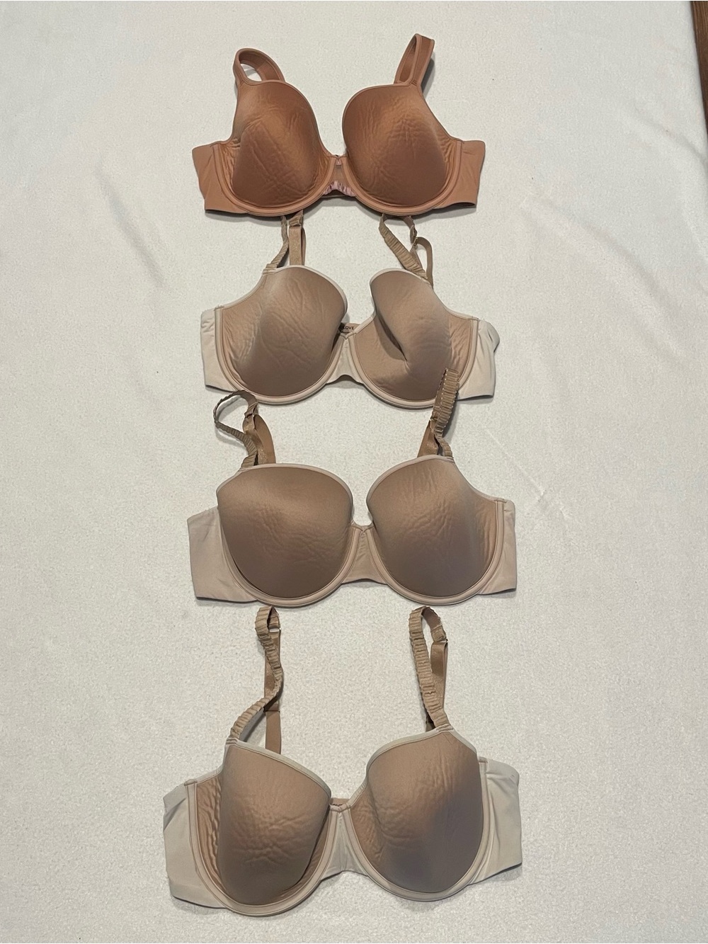 4ThirdLove Bras, Nude Toned, 3 t-shirt bras and 1 full coverage, 36 D